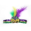 Hoofdband veren pailletten feest carnaval masquerade hoofddeksel haaraccessoire stijl. - Stijl van Veermasker / Goud Groen Paars