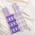 Minimalist knit tote bag featuring a purple geometric floral pattern and soft texture - Purple-Patchwork