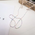 Rainbow beaded chain in macaron colors with silicone loops for glasses or masks - Pastel Frosted Beads (S-512)