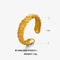 Gouden 18K vergulde roestvrijstalen C-vormige open ring met 3D bloemige textuurdetails - Goud
