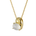 Bohemian gold necklace featuring a heart pendant with white gemstone and Love engraving - Moonstone 14K Gold Plated Approx. 2.81g