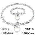 Set gioielli con ciondolo cuore in argento, catena bizantina e chiusura a levetta OT - Set di gioielli color acciaio (KS224745-Z)