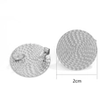 Silver-plated 2cm round mesh textured stud earring with stainless steel ball post - Style 12 / Steel