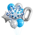 Set palloncini fiocco di neve con numero 0 argento e palloncini in lattice blu compleanno - Palloncino Fiocco di Neve Numero 0