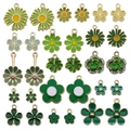 Grüne und weiße Emaille-Blumenanhänger aus Legierung mit Perlen für DIY-Schmuck - Gemischte Grüne Emaille Blumen (SN748)