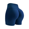 Short de yoga sans couture bleu foncé taille haute avec effet push-up fessier - Bleu Foncé