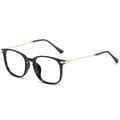 Occhiali leggeri quadrati anti-luce blu con montatura nera e stanghette in metallo dorato - Anti luce blu / Nero Lucido Oro