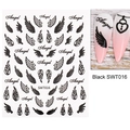 Stickers à ongles ailes d'ange noires avec cadenas cœur sur manucure rose dégradé - Noir SWT016