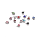 Détail macro de pendentifs ronds en zircone 6mm sertis en acier inoxydable argenté DIY - 20 Pièces / 11.5g / Cadre Couleur Acier / Zircone Couleurs Mixtes