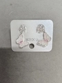 Elegant ice-transparent pink butterfly stud earrings with silver flower accents - Pink