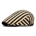 Retro black and yellow striped ivy cap in breathable cotton with adjustable metal side buckle - One Size(Adjustable) / Camel Stripes
