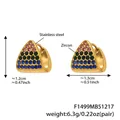 Dettaglio degli orecchini a triangolo placcati in oro 18k con zirconi colorati - Oro Zirconia Multicolore