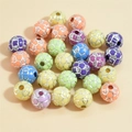 Mixed color acrylic round beads with silver mesh pattern for DIY bracelet jewelry making - 10mm Football Mixed Colors Silver Line