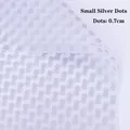 Close-up of semi-transparent white floral wrapping paper with 0.7cm silver polka dots - White Silver Small Dots