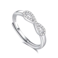 Adjustable S925 sterling silver infinity ring featuring sparkling zircon stones - FDJZ-149-Women's