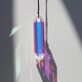 Rainbow crystal suncatcher pendant with double pointed hexagonal prism glass - 76mm Long Prism AB Color