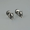 Gothic Hannya mask earrings in vintage silver stainless steel finish for punk style - 1.2X6X6MM / Hannya Mask