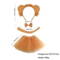 Kids orange lion costume set with ears headband, bowtie, tail and tutu skirt dimensions - Lion Costume 4-Piece Set (Light Brown Tutu)