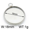 Stainless steel 16mm round pendant base setting with dimensions shown on white background - Steel Color 18mm