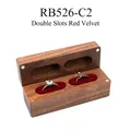 Black walnut double slot ring box with luxury red velvet lining for wedding sets - Engraved Edition / Red Velvet