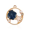 Blue ocean theme charm with gold-plated shell, starfish and pearls for DIY jewelry - Starfish Large Shell Ornament
