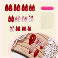 Unghie finte a mandorla occhio di gatto rosse con fiocco e kit per manicure - Stile Occhio di Gatto con Fiocco Rosso (2XB1-13964 Confezionato)