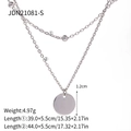 Double-layered 18K silver stainless steel necklace with round disc pendant for women - Double Layer Round Disc Style (JDN21081-S) / Silver