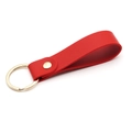 Minimalist red PU leather keychain with gold metal ring and rivet accessory - Red & Gold