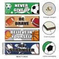 4er-Set motivierende Holzschilder Sport für Kinderzimmer mit Fußball Basketball und Baseball - Sport-Thema Inspirierende Holz-Hängeschilder-Set (Y80363Q)
