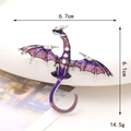Detail view of purple enamel dragon brooch with crystal accents and size 6.7x6.1cm - Purple (Wyvern)