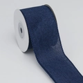 Dark blue faux linen ribbon roll with stitched edges for DIY crafts and gift wrapping - 5cm*5 Yards / Dark Blue