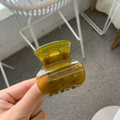 Translucent amber butterfly hair claw clip for high ponytail styling and versatile use - Jelly Yellow Green - Vase Shape - Butterfly Buckle