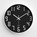 Moderne minimalistische 12-Zoll Wanduhr mit weißem Rahmen, schwarzem Zifferblatt und Quarz - Weißer Rahmen Schwarzes Zifferblatt