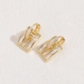 Elegante rechteckige Creolen mit Baguette-Zirkon-Besatz und 14K Echtgold-Beschichtung - Gold Quadrat