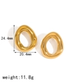 Pendientes ovalados irregulares de acero inoxidable oro 18K con detalles de medidas - Pendientes ovales irregulares pequeños (Dorado) (TE60019-G)