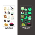 Luminous Halloween cartoon tattoo WS-363 with neon glow skulls and pumpkins - Skull and Crystal Ball Style (WS-363)