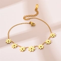 Daisy charm bracelet in rose gold titanium steel with adjustable extension chain for women - Bracelet / Gold