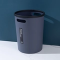 Grey-blue plastic garbage bin with handle holes and black retaining ring - Small / Gray