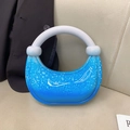 Chic blue and white gradient marble acrylic handbag with transparent round handle - Sky Blue