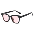 Modern square black frame sunglasses with light pink transparent lenses and dot detail - Black Frame Pink Lens