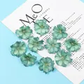 Teal green gradient artificial plum blossoms with delicate beaded stamens for DIY crafts - Teal Blue