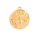 Golden stainless steel tree of life circular pendant for DIY jewelry making - 14# Tree of Life