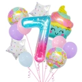 Close-up of pastel ice cream balloon set with gradient number 7 for birthday party - Ice Cream Set 7