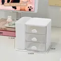 White desk organizer with 3 transparent drawers and cute cloud handles in 13.4cm size - White Cloud Storage Box