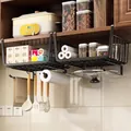 Expandable black metal under cabinet storage basket with paper towel and hook holder - Classic Medium Size 2PCS / Black