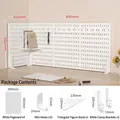White desktop pegboard organizer set with hooks and shelves for office desk storage - Square Board Set 2 L-Clamp / White
