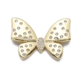 Broche papillon dorée avec zircons cubiques clairs sur un fond blanc épuré - Papillon/CX112-4