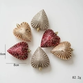 Champagne and red heart-shaped Christmas tree ornaments with glitter finish, 6x8cm size - Heart Style