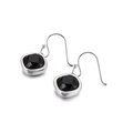 Elegant silver square earrings with black zircon stone in a hook style setting - Black (KE82673-GC)