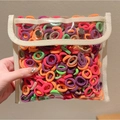 Set di elastici per capelli colorati in pochette trasparente in PVC con clip in metallo - Confezione in busta / 16# Strisce Colorate (100 Pezzi in Busta)